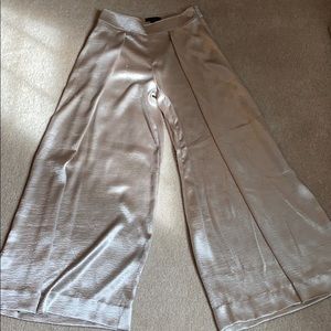 Gold Pleated Wide Leg Pants